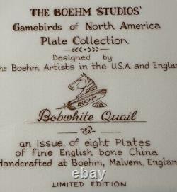 Vintage 8 Plate Set Boehm Game Birds of North America Bone China Original Boxes