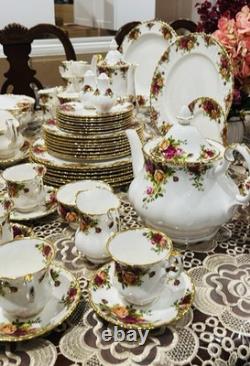 Vintage 87-pc Royal Albert Old Country Roses Dinnerware Set For 8 England