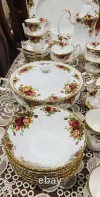 Vintage 87-pc Royal Albert Old Country Roses Dinnerware Set For 8 England