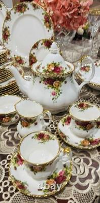 Vintage 87-pc Royal Albert Old Country Roses Dinnerware Set For 8 England