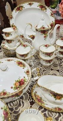Vintage 87-pc Royal Albert Old Country Roses Dinnerware Set For 8 England