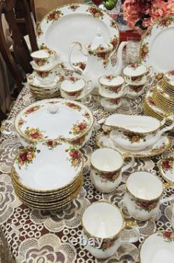Vintage 87-pc Royal Albert Old Country Roses Dinnerware Set For 8 England