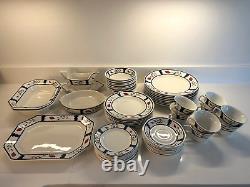 Vintage Adams Lancaster English Ironstone China Red Flowers 53 Piece Dish Set