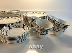 Vintage Adams Lancaster English Ironstone China Red Flowers 53 Piece Dish Set