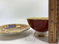 Vintage Aynsley Bone China Hand Painted Cup Saucer Fruit Orchard D Jones N Brunt