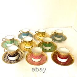 Vintage Aynsley Demitasse Cup & Saucer Gold Kenilworth Bone China Set of 9