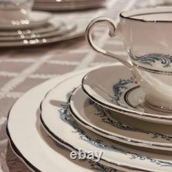 Vintage Aynsley Denver Bone China Dinner 22 Pc Set 4 Place Blue Silver Trim