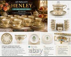 Vintage Aynsley Henley 23 Pc Bone China Tea Set 12 Cups 11 Saucers England
