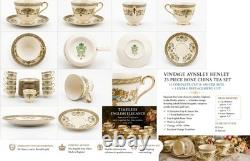 Vintage Aynsley Henley 23 Pc Bone China Tea Set 12 Cups 11 Saucers England
