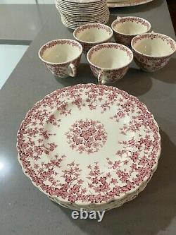 Vintage Bristol Crown Ducal Pink Cream 40pc China Set England Dishes Cups Plates