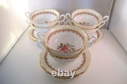 Vintage Cauldon Bone China England Ecstasy Set of 6 Cream Soup Bowls & Saucers B