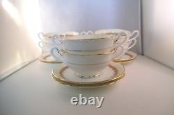 Vintage Cauldon Bone China England Ecstasy Set of 6 Cream Soup Bowls & Saucers B