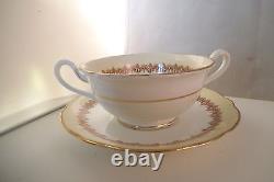 Vintage Cauldon Bone China England Ecstasy Set of 6 Cream Soup Bowls & Saucers B