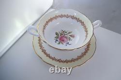 Vintage Cauldon Bone China England Ecstasy Set of 6 Cream Soup Bowls & Saucers B