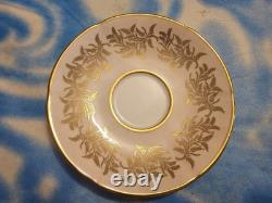 Vintage Clare Bone China Tea Cup & Saucer Set England Gold Filigree