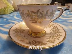 Vintage Clare Bone China Tea Cup & Saucer Set England Gold Filigree