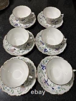 Vintage Coalport Bone China cup & saucer #9595 FANFARE England Lot Of 8