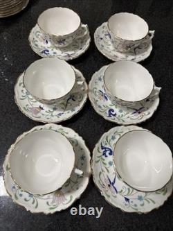 Vintage Coalport Bone China cup & saucer #9595 FANFARE England Lot Of 8
