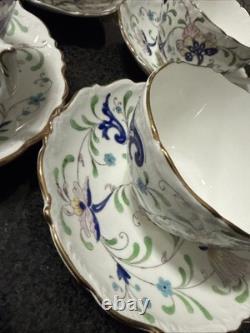 Vintage Coalport Bone China cup & saucer #9595 FANFARE England Lot Of 8