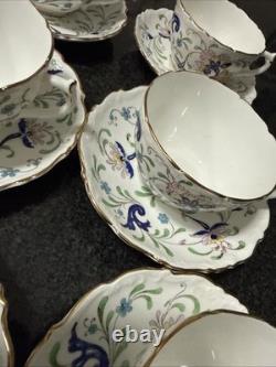 Vintage Coalport Bone China cup & saucer #9595 FANFARE England Lot Of 8