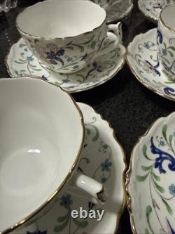 Vintage Coalport Bone China cup & saucer #9595 FANFARE England Lot Of 8