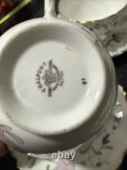 Vintage Coalport Bone China cup & saucer #9595 FANFARE England Lot Of 8
