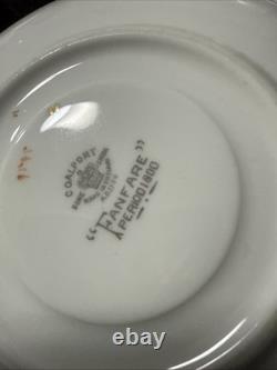 Vintage Coalport Bone China cup & saucer #9595 FANFARE England Lot Of 8