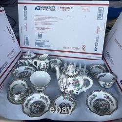 Vintage Coalport Indian Tree Bone China Set of 14, Saucers & Creamer England