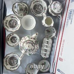 Vintage Coalport Indian Tree Bone China Set of 14, Saucers & Creamer England