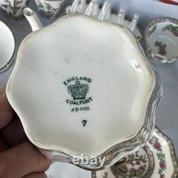 Vintage Coalport Indian Tree Bone China Set of 14, Saucers & Creamer England
