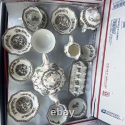 Vintage Coalport Indian Tree Bone China Set of 14, Saucers & Creamer England