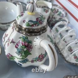 Vintage Coalport Indian Tree Bone China Set of 14, Saucers & Creamer England