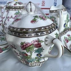 Vintage Coalport Indian Tree Bone China Set of 14, Saucers & Creamer England
