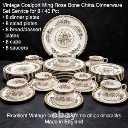 Vintage Coalport Ming Rose Bone China Dinnerware Set Service for 8 England 40 Pc