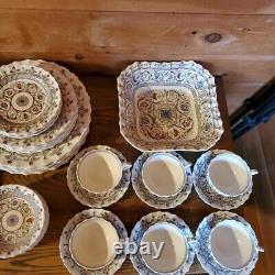 Vintage Copeland Spode Florence Pattern Scalloped 45 Pieces Dinner Set Plate Cup