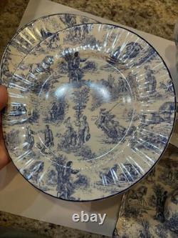 Vintage Crown Dorset Staffordshire England Blue & White Fine Bone China Tea Set