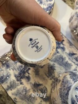 Vintage Crown Dorset Staffordshire England Blue & White Fine Bone China Tea Set