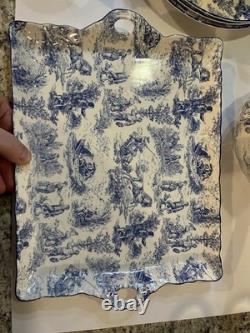 Vintage Crown Dorset Staffordshire England Blue & White Fine Bone China Tea Set