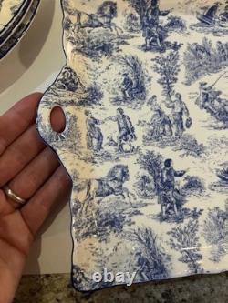 Vintage Crown Dorset Staffordshire England Blue & White Fine Bone China Tea Set