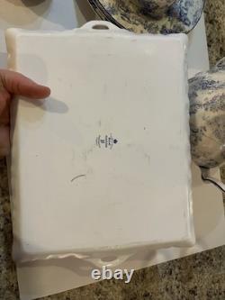 Vintage Crown Dorset Staffordshire England Blue & White Fine Bone China Tea Set