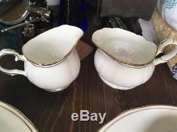 Vintage Duchess Ascot BONE CHINA ENGLAND Discontinued Dinnerware Set Gold White