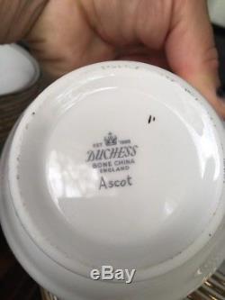 Vintage Duchess Ascot BONE CHINA ENGLAND Discontinued Dinnerware Set Gold White