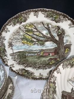 Vintage England Johnson Bros 38 Pc Friendly Village Scene Setting for 6