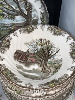 Vintage England Johnson Bros 38 Pc Friendly Village Scene Setting for 6