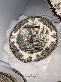 Vintage England Johnson Bros 38 Pc Friendly Village Scene Setting for 6