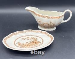 Vintage Furnivals Quail Brown Transferware China Set Made In England 53 Pieces
