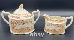 Vintage Furnivals Quail Brown Transferware China Set Made In England 53 Pieces