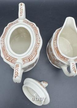 Vintage Furnivals Quail Brown Transferware China Set Made In England 53 Pieces