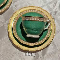 Vintage George Jones Crescent Green Gold Tea Set 40 Pcs 12 Place Mint