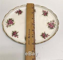 Vintage Golden Crown Fine China England Pink Roses Miniature Mini Tea Set Tray